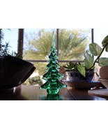 READ* Vintage Crystal Green Art Glass Christmas Tree Sculpture Figurine 9&quot; - $445.81 MXN