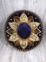 Pigalle Mexican Sombrero Authentic Purple Velvet Gold Mariachi Hat Vintage - £32.62 GBP