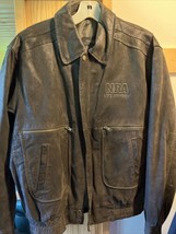 Burks Bay Leather Jacket Men Large Black NRA Life Member Embossed Logo S... - £31.13 GBP