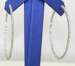 2.00Ct Round Cut Simulated Diamonds Huggie Hoop Earrings 14K White Gold ... - £90.26 GBP
