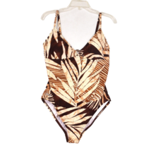 SPEEDO One Piece Swimsuit Women&#39;s Size 18 Swim Suit Brown &amp; Beige Tropical Print - £18.63 GBP