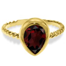 14K Solid Gold Rings With Natural Pear Shape Garnet - £777.73 GBP
