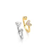 Gold Pearl Heart Dot Adjustable Ring, Sku#X372 - $5.90