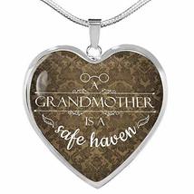 Express Your Love Gifts A Grandmother is a Safe Haven Necklace Engraved 18k Gold - £55.28 GBP
