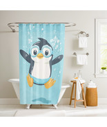 Pippin the Plunging Penguin Shower Curtain by Dancing Littles Jungle - $80.99