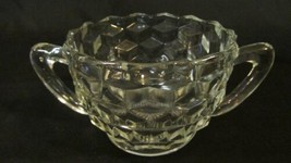 Jeannette Cube Open Sugar Small Clear Glass 2 Handled Bowl 2.5&quot; Tall - £2.46 GBP