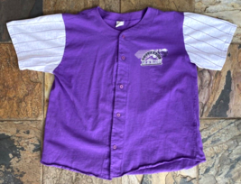 Vtg Colorado Rockies Fan Jersey-MLB Baseball Shirt-Purple-Button-XL-Pin Stripe - £31.62 GBP