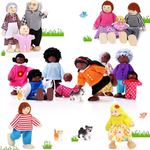 20 Pcs Wooden Dollhouse Family Set of 16 Mini People Figures and 4 Pets, Dollhou - £33.05 GBP