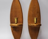 Wood &amp; Brass Wall Sconce Candle Holder Home Interior Circa 1960s - Unbra... - $24.79
