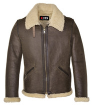 Men&#39;s Aviator RAF B-3  Sheep Skin Shearling Leather Bomber Flying Jacket - £129.48 GBP+