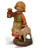 Anri Wood Carving Figurine Statue -Girl &amp; Lamb - by Ferrandiz - 3&quot; - $74.80