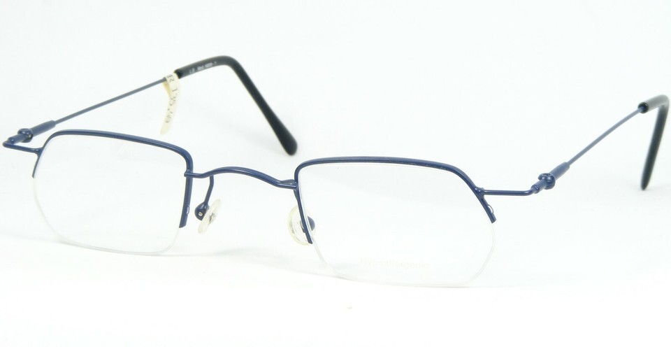 L.E. H008 1 BLUE EYEGLASSES GLASSES Hypoallergenic METAL FRAME 42-27-140... - $60.32