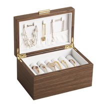 Flip Cover Wooden Jewelry Storage Box Women Jewellery Display Organizer Boxes fo - £70.41 GBP