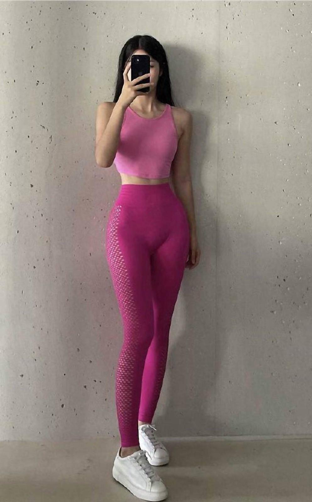 Rockstar Peach Fishnet Leggings Size L - $46.53