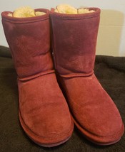 Bearpaw Suede Wool Blend Lined Boots Size 10 Burgundy (Hard to Find Color) - £39.31 GBP