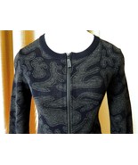 Julien David Dress Runway Half Zip Knit Jacquard Navy Charcoal NWT $595 S M - $243.14 CAD