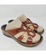 Josef Seibel Women&#39;s Sandals Sz 8-8.5 M Brown Leather Casual Shoes Slip On - $36.87