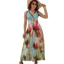 Mondxflaur Retro Tulips Summer Dresses for Women V-neck Sleeveless Long Dress - £28.67 GBP+