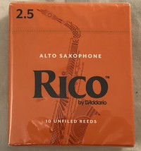 10 Pack Rico Alto Saxophone Reeds Strength 2.5 RJA1025 sax - £17.92 GBP