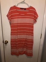 Lands End Womens SZ Medium Striped Cap Sleeve Summer Dress Pima Cotton Modal - $12.86