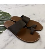 J.Crew Womens Marta Sandals Size 9 Dark Brown Leather Flat Made in Italy - $47.37 CAD