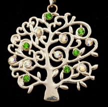 Costume Jewelry Tree of Life Rhinestone Tree Pendant Beaded Chain Necklace - £15.81 GBP