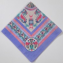 Vintage Southwestern Purple Bandana Bird Kachina Aztec Indian Made In USA - £15.77 GBP