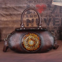 2022 New Leather Women Bag Retro Embossed Chinese Style Handbag Soft Cowhide  Sh - £80.05 GBP