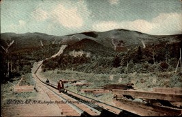 WHITE MOUNTAINS NH -Mt. Washington from Base showing Sliding Boards postcard b51 - £5.57 GBP