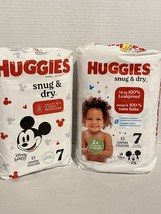 2-Huggies Snug &amp; Dry Size 7 Baby Diapers 41 lb, 15 count (Mickey Mouse P... - $830.20 MXN