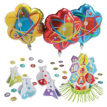 Science Party Table 25 Piece Decoration Kit and Mylar Balloons Set - £16.27 GBP