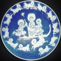 Royal Copenhagen Blue Porcelain Mother&#39;s Day Plate 1974 Denmark Collectible - $4.00