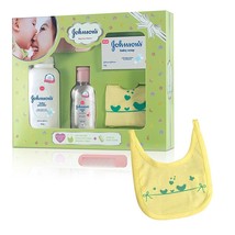 Johnson’s Baby Care Collection with Organic Cotton Bib &amp; Baby Comb (5 pc... - £20.38 GBP