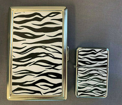 Tiger Stripes Print Cigarette Case / Wallet &amp; Oil Lighter Set - £17.34 GBP