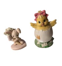 Vintage Enesco Figurines Set Of 2 - To Some Bunny Special &amp; Chick Hatching  - £8.86 GBP