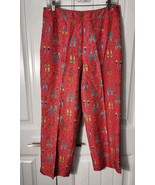 Harolds Womens Size 10 Pants Pink Silk Linen Novelty Print Shoe Cropped ... - $34.30 CAD