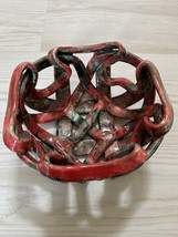 Vintage Red Italy Woven Ceramic Bread Fruit Bowl Decor Bowl 9” - £29.30 GBP