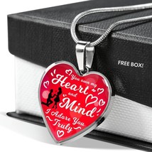 Love Message You Own My Heart And Mind Heart Necklace Stainless Steel or 18k Go - £30.50 GBP+