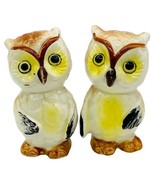 Vintage Owl Couple Salt Pepper Shakers Brown Yellow Japan Hand painted 3... - £12.51 GBP