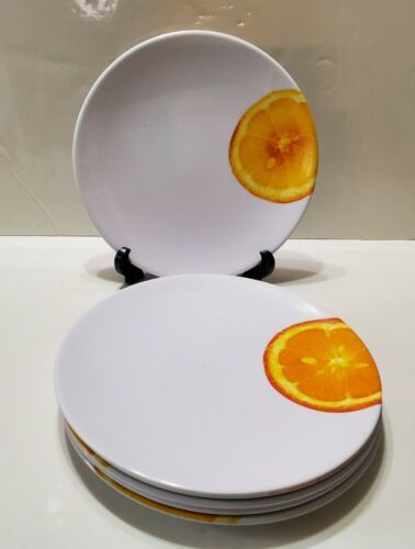 Primary image for 6 Orange Slice Melamine 8" Lunch Breakfast Plates Picnic 