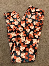 BNWT LuLaRoe Disney OS Leggings Mickey Mouse Happy Coral Black One Size Aztec - £10.92 GBP