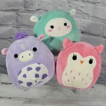 Squishmallows 5&quot; Lot of 3 Purple Cow Pink Owl Mint Llama  - $24.74