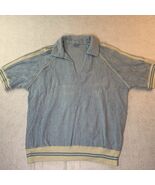 Vintage 70s Britannia Terry Cloth V Neck Shirt L Blue Striped Retro Hong... - €15,10 EUR