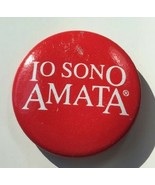 I Am Loved Love You Button Italian Red Round Pin Pinback White Letter He... - €7,75 EUR
