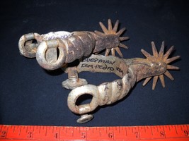 Hand Cut Mexican 12pt Rawl Rowels Agust Buermann Spur Set Cast Iron Dom ... - €171,94 EUR