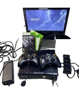 Xbox 360 S Slim Black Console Controllers Cords Games Lot Set Model 1439 - £84.36 GBP