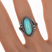 sz7 Vintage Bell trading post sterling and oval turquoise ring - $64.35