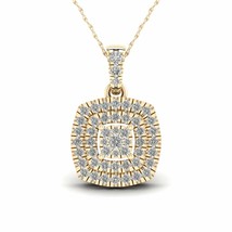 10K Yellow Gold 1/4ct TDW Diamond Halo Necklace - £247.79 GBP