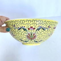 1972 Chinese Famille Juane Yellow Floral Enamel Jingdezhen Round China Bowl 8.6” - £277.36 GBP