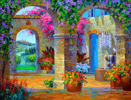 painting  Oil ainting art Wall Beautiful courtyard   HD Printed on canvas Giclee - £6.85 GBP+